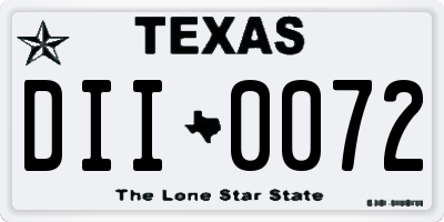 TX license plate DII0072
