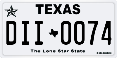 TX license plate DII0074
