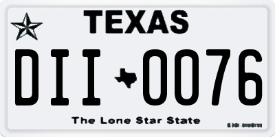 TX license plate DII0076