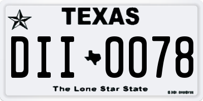 TX license plate DII0078