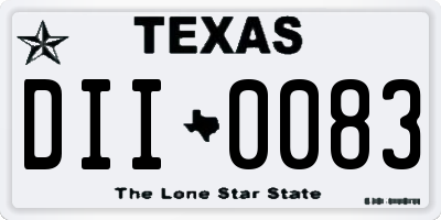 TX license plate DII0083