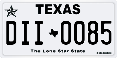 TX license plate DII0085