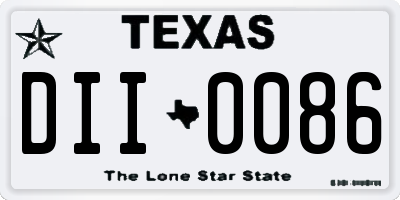 TX license plate DII0086