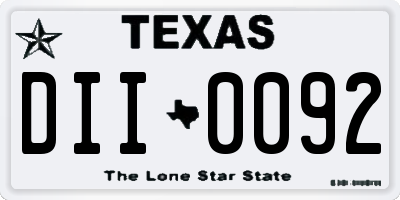 TX license plate DII0092