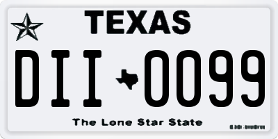 TX license plate DII0099