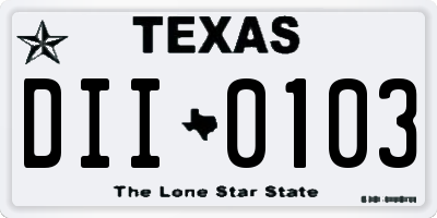 TX license plate DII0103