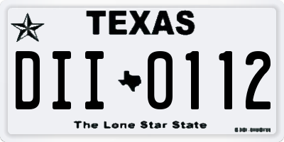 TX license plate DII0112