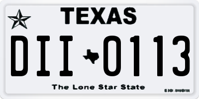 TX license plate DII0113