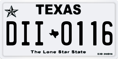 TX license plate DII0116