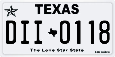 TX license plate DII0118