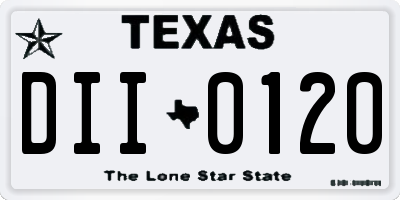 TX license plate DII0120