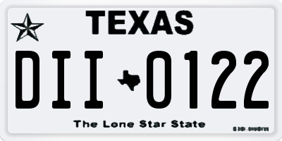 TX license plate DII0122
