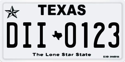 TX license plate DII0123
