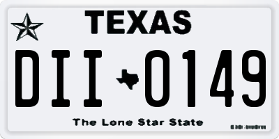 TX license plate DII0149