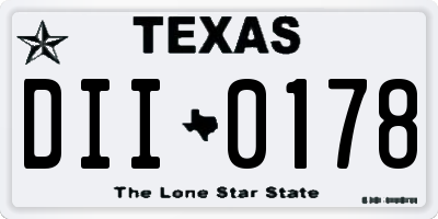 TX license plate DII0178
