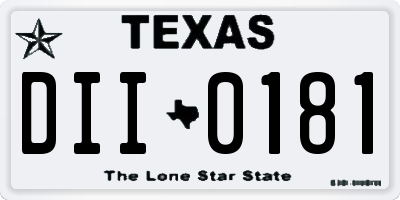 TX license plate DII0181
