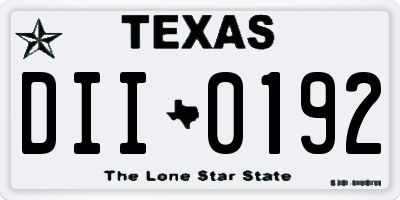 TX license plate DII0192
