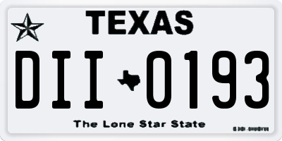TX license plate DII0193