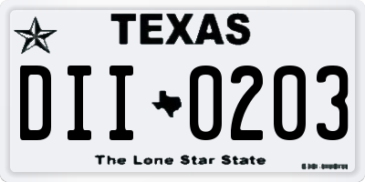 TX license plate DII0203