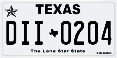 TX license plate DII0204
