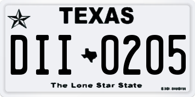 TX license plate DII0205