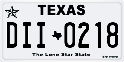TX license plate DII0218