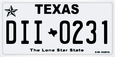 TX license plate DII0231