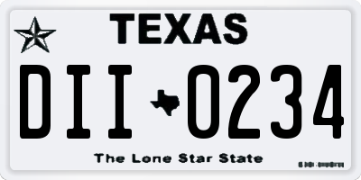 TX license plate DII0234