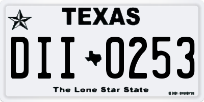 TX license plate DII0253
