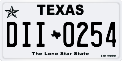 TX license plate DII0254