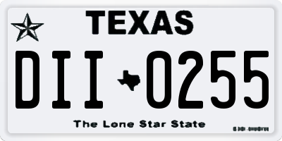 TX license plate DII0255
