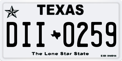 TX license plate DII0259