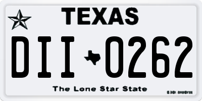 TX license plate DII0262
