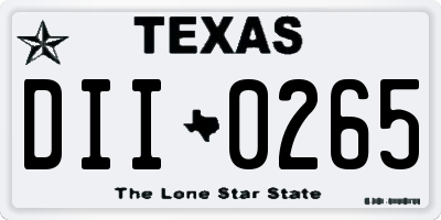 TX license plate DII0265