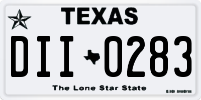 TX license plate DII0283