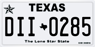 TX license plate DII0285