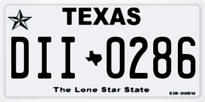 TX license plate DII0286