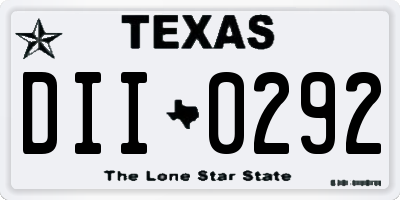 TX license plate DII0292