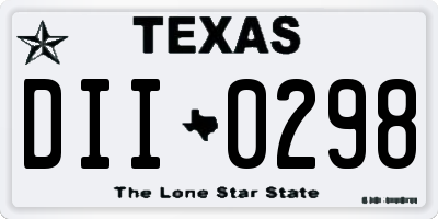TX license plate DII0298