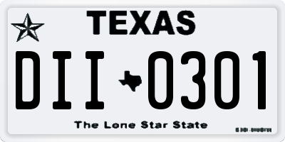 TX license plate DII0301