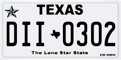 TX license plate DII0302
