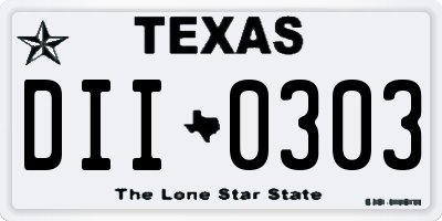 TX license plate DII0303