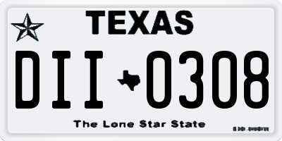 TX license plate DII0308