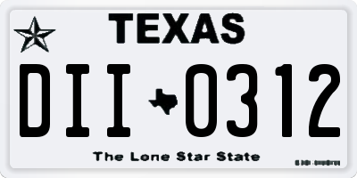 TX license plate DII0312