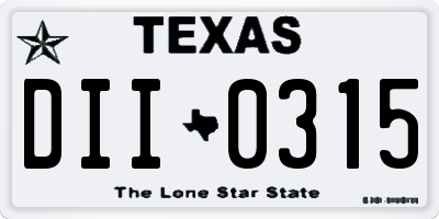 TX license plate DII0315