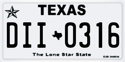 TX license plate DII0316