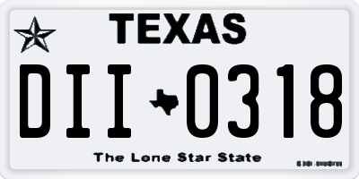 TX license plate DII0318