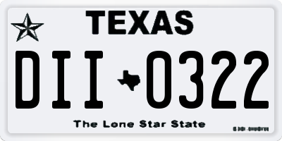 TX license plate DII0322