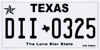 TX license plate DII0325