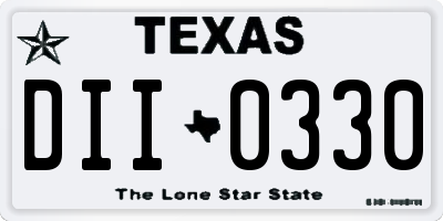 TX license plate DII0330